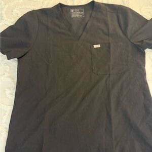 Figs Black V-Neck Technical Top